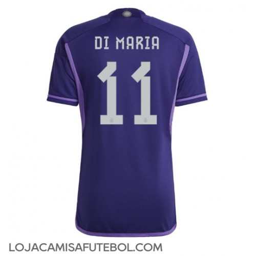 Camisa de Futebol Argentina Angel Di Maria #11 Equipamento Secundário Mundo 2022 Manga Curta